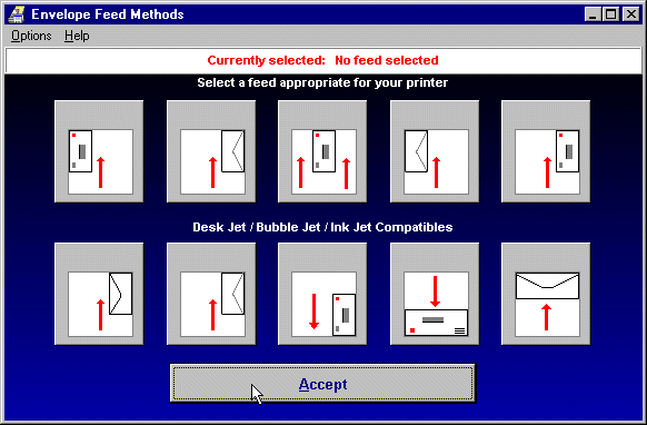 Selecting Envelope Feed Method